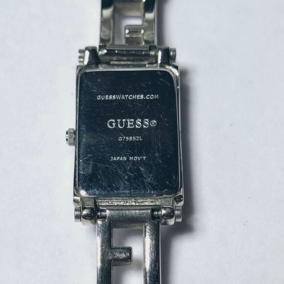Guess Silver-Tone Crystal Tank-Style Bracelet Watch Rectangular Y2K Aesthetic - Picture 6 of 6